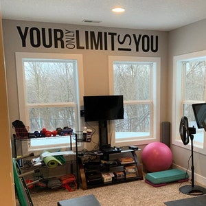 Your Only Limit is YOU Gym Wall Decal, Home Gym Design Ideas, Cycle Room Design Ideas, Bike Room Wall Decor, Cycling and Fitness Decor 034