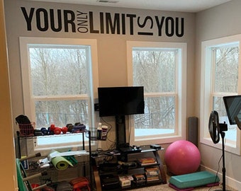 Your Only Limit is YOU Gym Wall Decal, Home Gym Design Ideas, Cycle Room Design Ideas, Bike Room Wall Decor, Cycling Decor, Fitness Decor