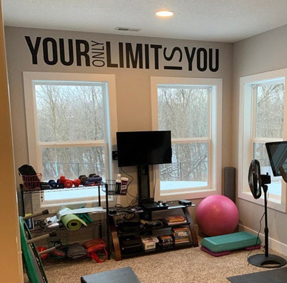 Your Only Limit is YOU Gym Wall Decal, Home Gym Design Ideas, Cycle Room Design Ideas, Bike Room Wall Decor, Cycling Decor, Fitness Decor