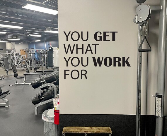 You Get What YOU WORK FOR Gym Wall Decal, Cycling Wall Decal, Fitness Theme Decor, Fitness Gift, Home Gym Design Ideas, Inspirational Quotes