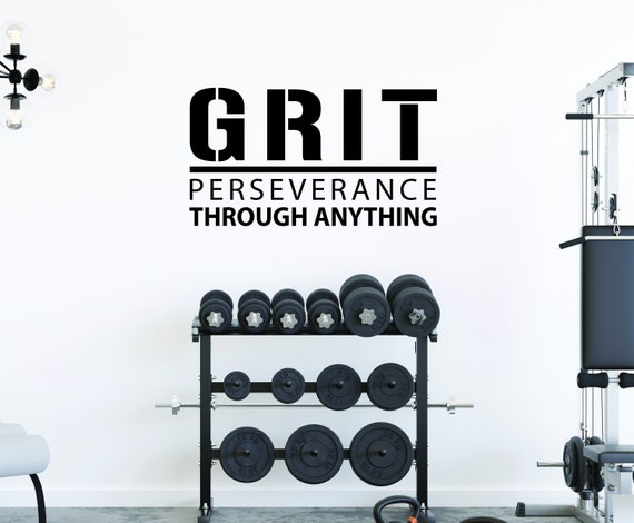 GRIT Perseverance Through Anything Wall Decal, Cycling Decor, Gym Decor Ideas, Office Decor, Classroom Art, Gift Idea, Wall Quote for Gym.
