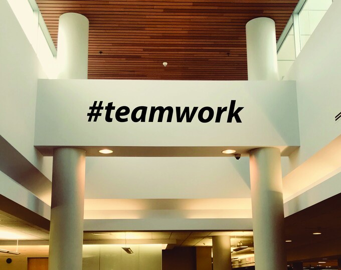 Hashtag Gym Decal, Hashtag Classroom Decal, #teamwork Wall Sticker. Gym Ideas, Office Wall Decal, Office Break Room Decor