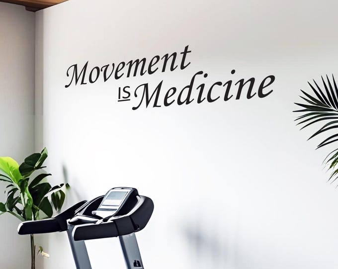 MOVEMENT IS MEDICINE Gym Wall Decal, Fitness Sticker Vinyl, Physical Therapy Sign, Cycling Wall Decor Decal. Cycling Sticker