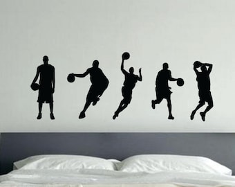 Basketball Players Wall Decal | Sports Wall Decor | Kids Room Basketball Sticker | Athlete Silhouette Vinyl Decal | Boys Bedroom Wall 362