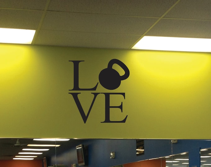 Kettlebell Love Wall Decal, Gym Motivation Quote
