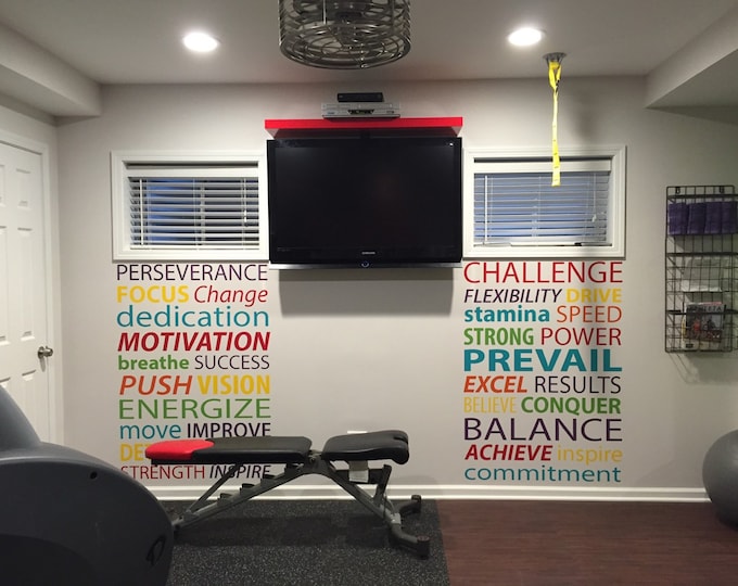 Gym Wall Decal Words, Motivational Fitness Quote Word Decals.