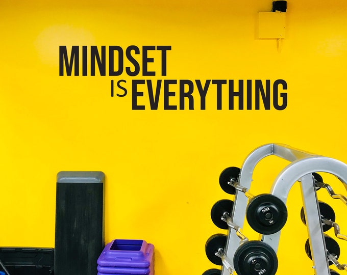 MINDSET IS EVERYTHING Gym Wall Decal, Fitness Wall Decal, Motivational Quote, Cycling Wall Decor Decal. Cycling Sticker, Fitness Gift