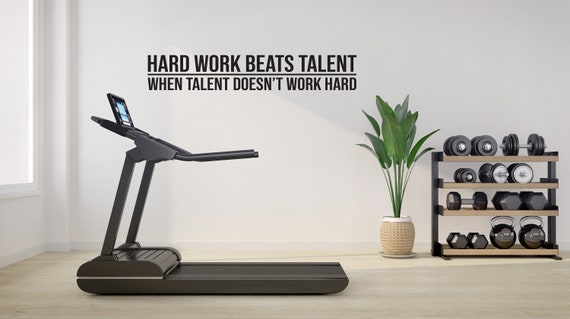 Hard Work Beats Talent Quote Wall Decal, Gym Wall Sticker, Fitness Wall Decal, Sports Decor, Gift Idea, Wall Art Idea for Gym