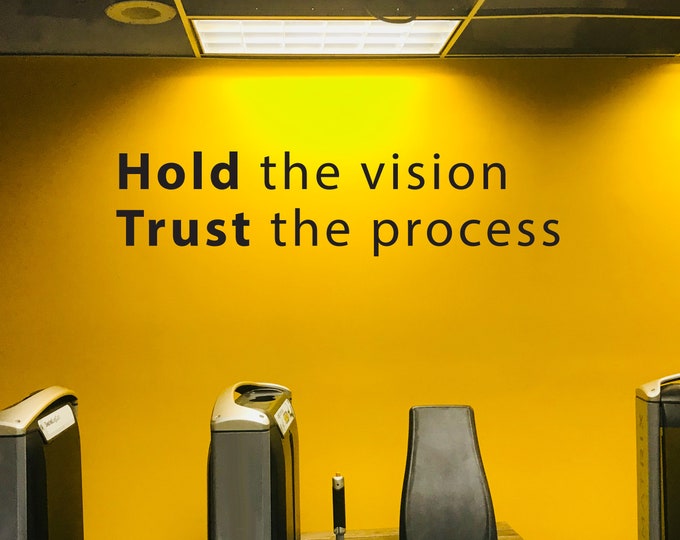 Hold The Vision Trust The Process Wall Decal. Gym Decor Ideas, Gym Design Ideas, Physical Therapy, Office Wall Sign. Chiropractor Decor
