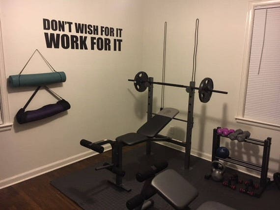 Physical Therapist Office Decor, Sports Quote Decor, Home Gym Sticker, Fitness Motivation, Don't Wish For It Work For It, Gym Design Ideas