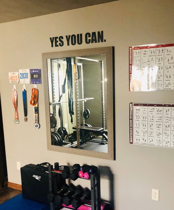 YES YOU CAN. Inspirational Wall Decal, Gym Design Ideas, Gym Wall Decal, Classroom Wall Decor, Office Wall Decor. Home Gym Design Ideas