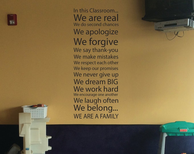 Classroom Decor. Teacher Gift, School decorating. In this classroom.... Vinyl Wall Art Typography