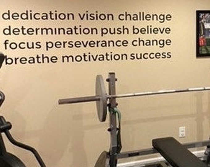 Inspirational Fitness Words Decal. Gym Wall Decal, Gym Design Ideas. Home Gym Ideas. Wall Words Stickers