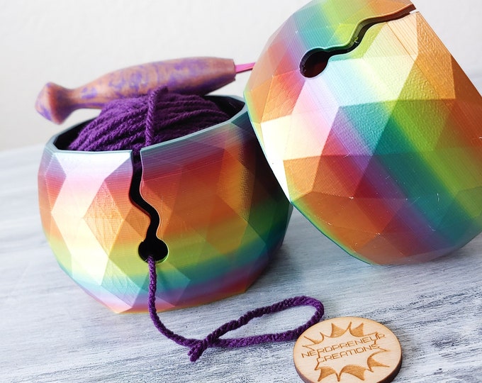 3D Printed Shiny Full Rainbow Yarn Bowl Yarn Storage High Quality