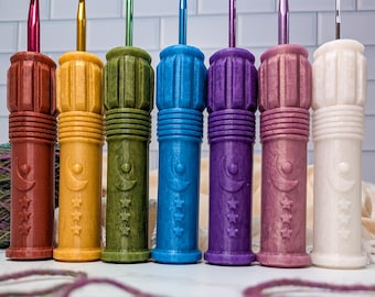 Colección de piedras preciosas con agarre blando Moon Saber, agarre de silicona intercambiable para ganchillo, agarre ergonómico, gancho con mango de ganchillo