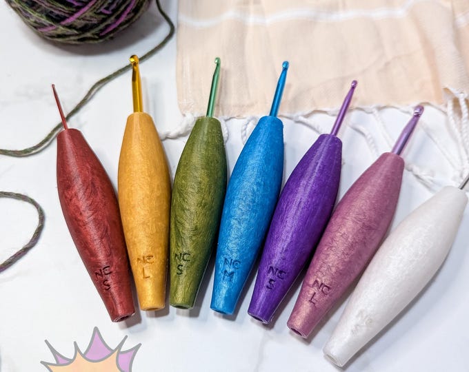 Premium Sleek Squishy Grip | Silicone Crochet Hook Grip, Gemstone Collection, Ergonomic Hand Fatigue Relief