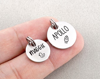 Custom Cat Tag, Tiny Pet Tag, Engraved Kitten and Puppy Tag