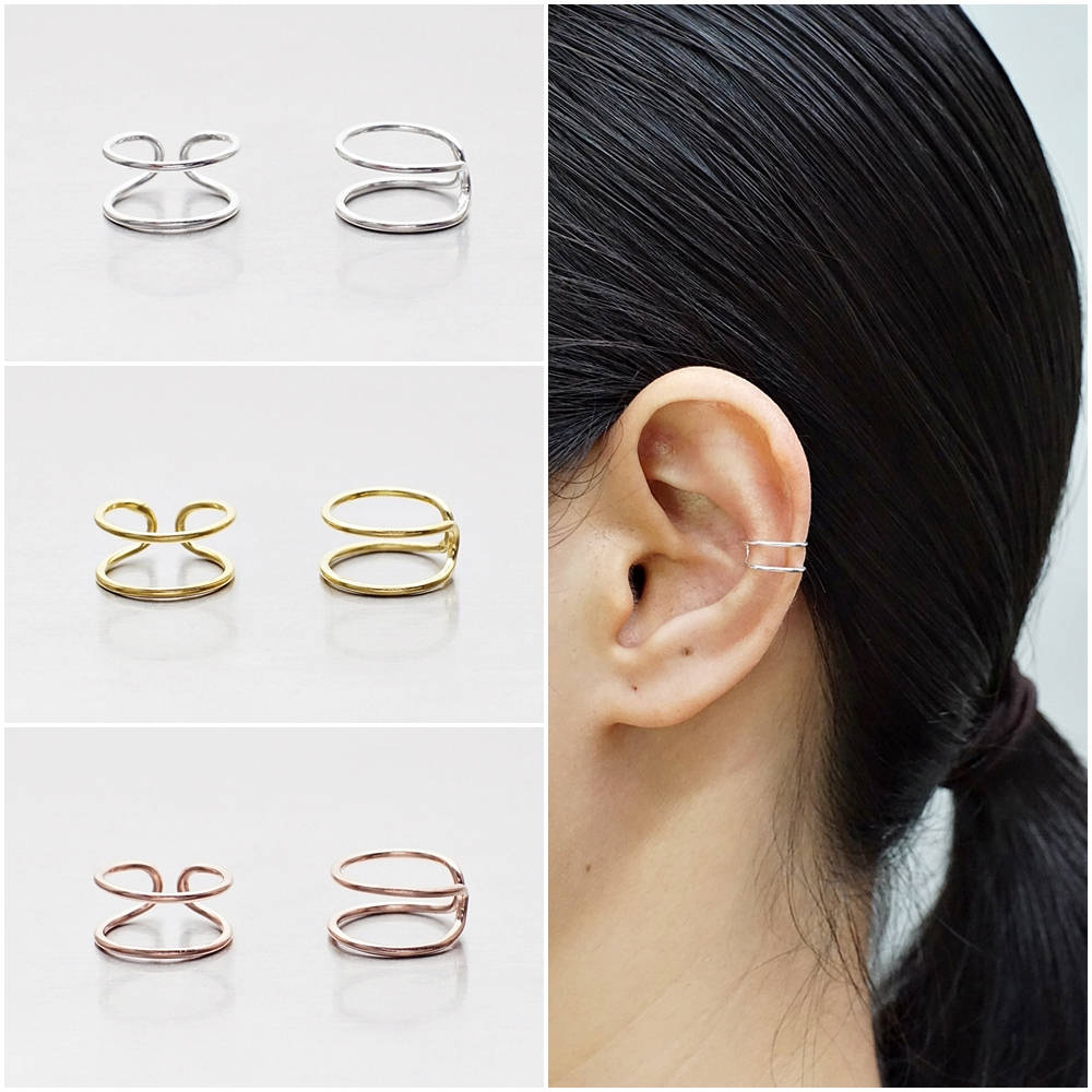 925 Sterling Silver Earrings Ear Cuff Earring Gold Plated Etsy