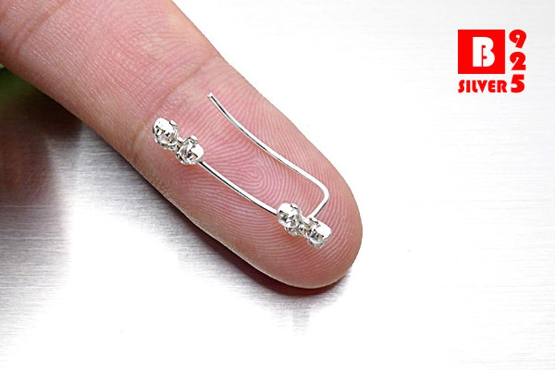 Crystal Earrings Pins Code : ED110A Butterfly Earrings 925 Sterling Silver Ear Climbers Ear Cuff Earrings