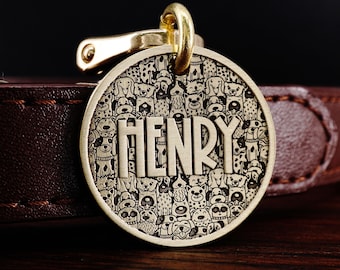 Personalized Funny Dog Tag, Dog Pattern for Dog Name Tag, Pet Tag for Dog Collar