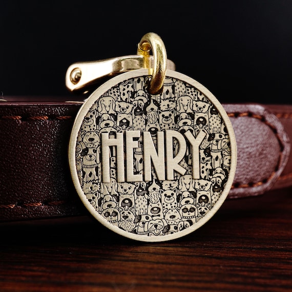 Personalized Funny Dog Tag, Dog Pattern for Dog Name Tag, Pet Tag for Dog Collar