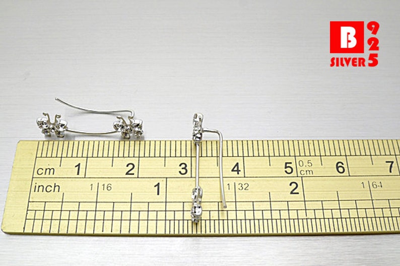 Crystal Earrings Pins Code : ED110A Butterfly Earrings 925 Sterling Silver Ear Climbers Ear Cuff Earrings