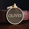 Personalized Brass Dog Tag, Cat tag, Pet ID Tag, Simple Dog Tag, Retro Dog Tag, Unique Dog Collar Tag product logo