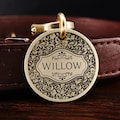 Custom Brass Western Flower Dog Tag, Cat Tag, Luxury Dog Collar Tag, Engraved Unique Pet Tag product logo
