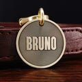 Custom Brass Geometric Pet Tag: Circle Line Art Dog Tag product logo