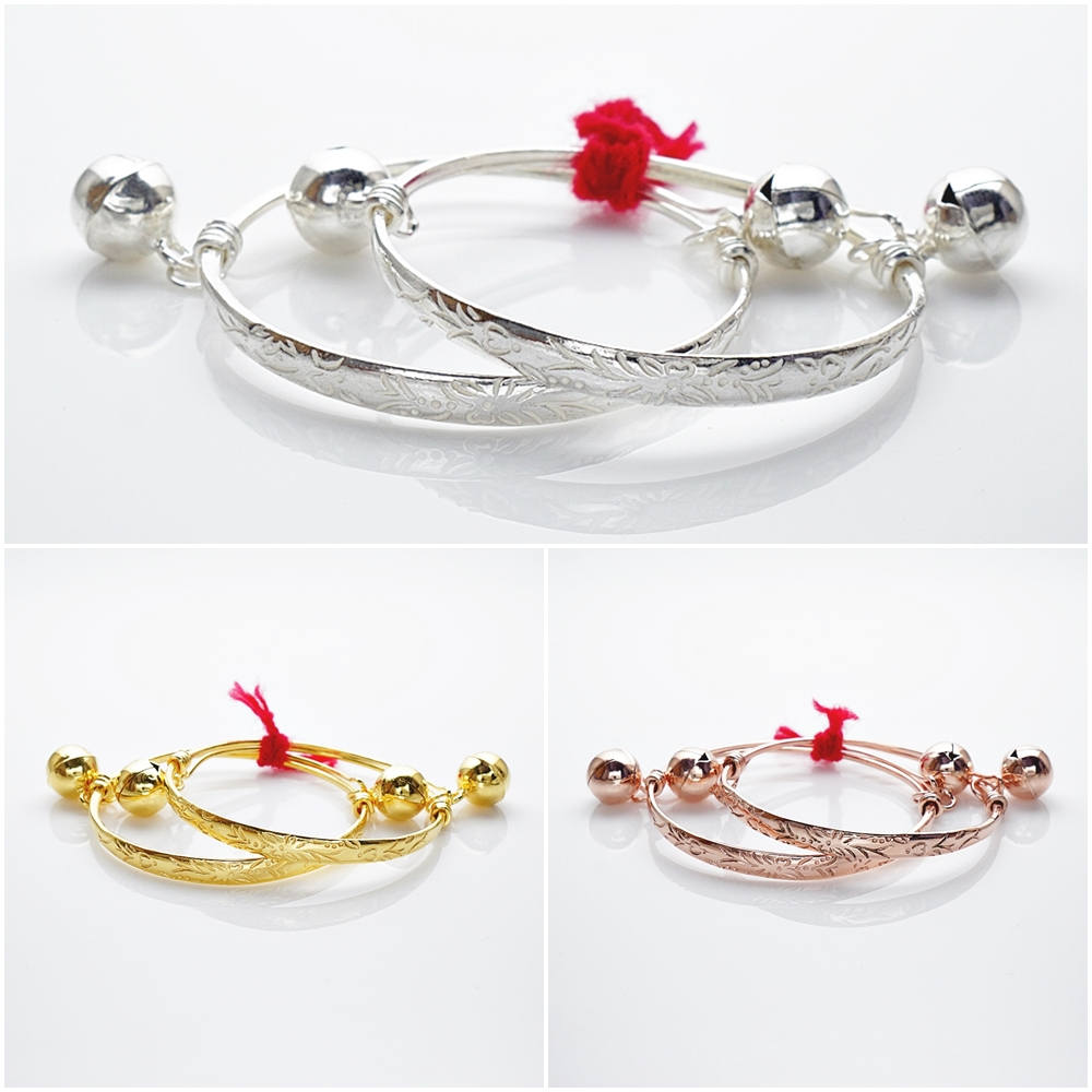 Size M 925 Sterling Silver baby Anklet Flower Bell Baby Etsy