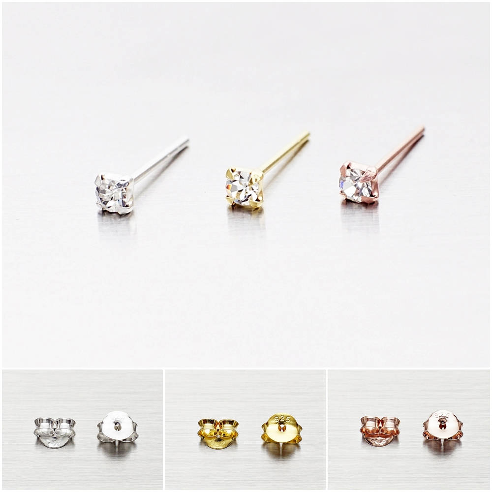 Minimalist Crystal Earrings, Tiny Crystal, Silver Gold Earrings, Crys…