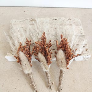 Pampas Boho Boutonniere, Pampas Wedding Boutonniere, Dried flowers, Rustic Dried flower Boutonniere, Rustic Boutonnieres