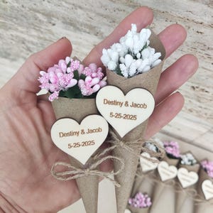 Bomboniere con fiori personalizzati, bomboniere con magnete, bouquet di fiori Boho per gli ospiti, decorazioni rustiche Boho, bouquet di regali all'ingrosso, fiori