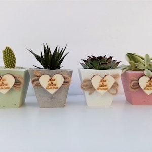 Set of 100 Personalized Wedding mini plant pot favor for guests in bulk, Personalized Succulent favor, Mini  pot, Bridal Shower Favor
