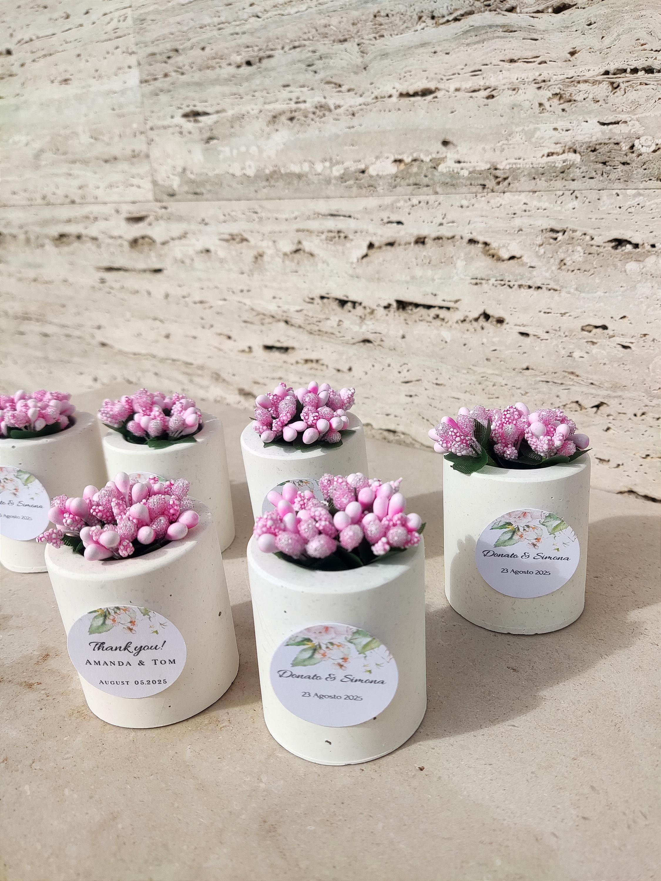 Mini vaso personalizzato con fiori artificiali, bomboniere per gli ospiti in grandi quantità, bomboniere, bomboniere vaso di fiori, bomboniere nuziali