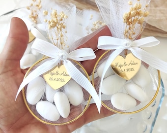 Personalized Wedding Almond Candy Favors For Guests, Wedding Almond Gift, An Italian Wedding Tradition Five Sugared Almond Favor