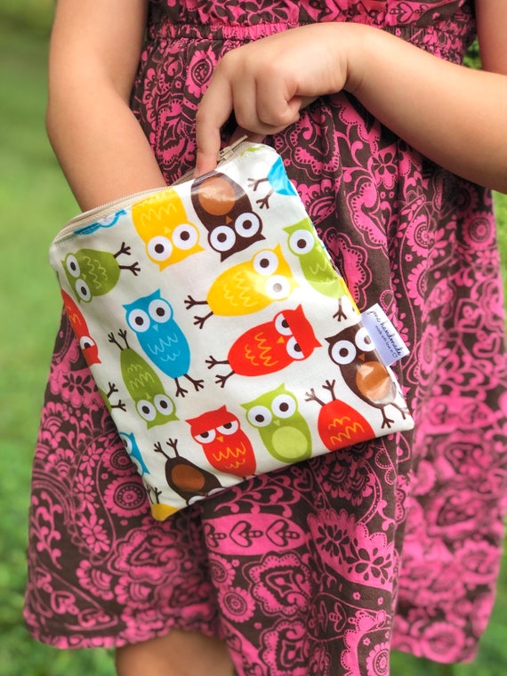 Owl Print Reusable Sandwich Bags. Reusable Snack Bags. Food 