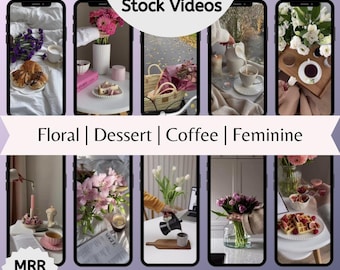 Anonieme vrouwelijke stockvideo's: dessert, koffie en bloemenclips (digitale download)