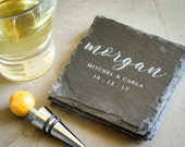 Custom Coaster Set, Monogrammed Slate Coaster Set, Personalized Coaster, Custom Coaster Wedding Anniversary Gift, Housewarming Gift