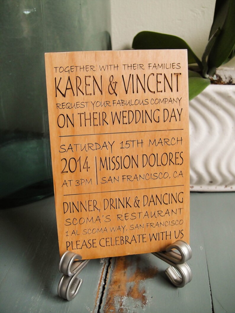 Engraved Wedding Invitation Keepsake Wood Wedding Invitation | Etsy