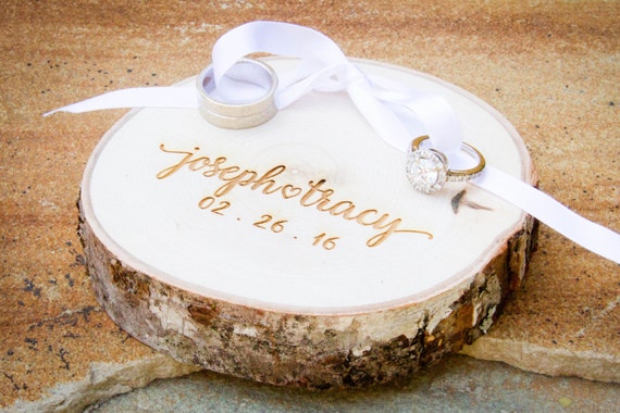 Personalized Ring Pillow Alternative Rustic Wedding Ring Etsy