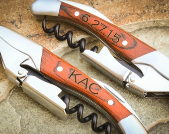 Personalized Waiter's Corkscrew, Double-Hinged Bottle Opener, Engraved Wine Opener, Engraved Corkscrew: Housewarming, Groomsmen, Bridesmaid
