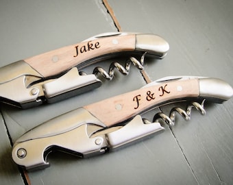 Personalized Waiter's Corkscrew, Double-Hinged Bottle Opener, Engraved Wine Opener, Engraved Corkscrew: Housewarming, Groomsmen, Bridesmaid