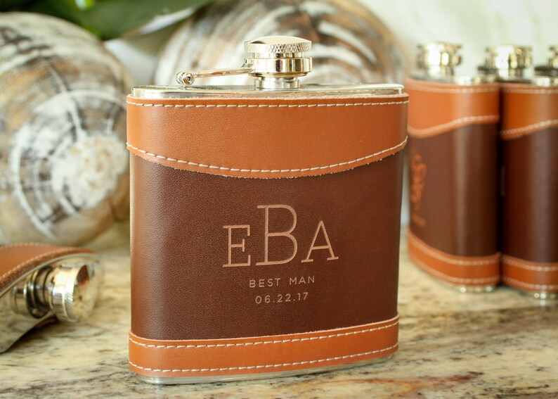 Personalized Leather Flask Custom Flask Monogrammed Flask Etsy
