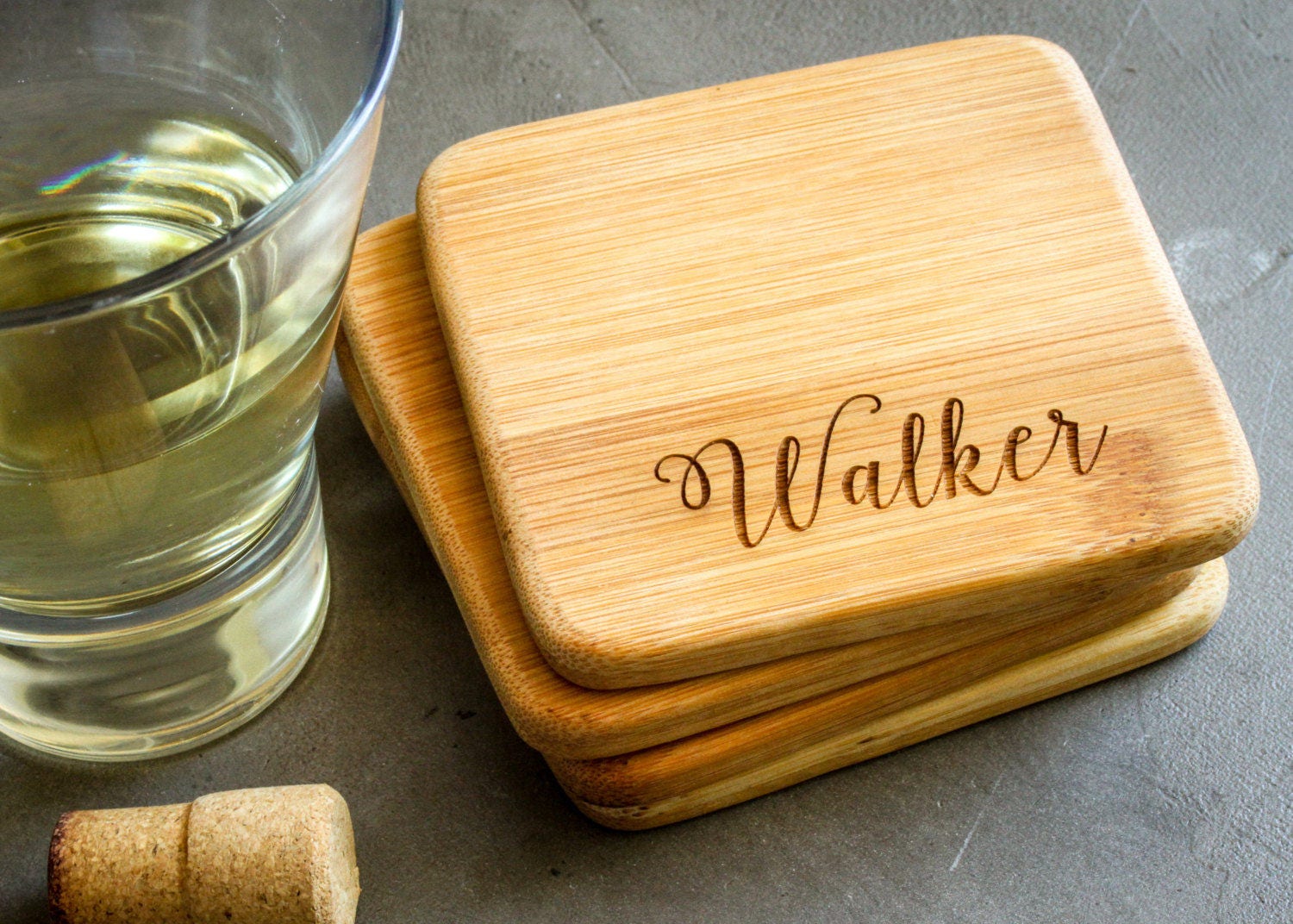 Personalized Coaster Set Custom Coasters Personalized Bamboo Etsy