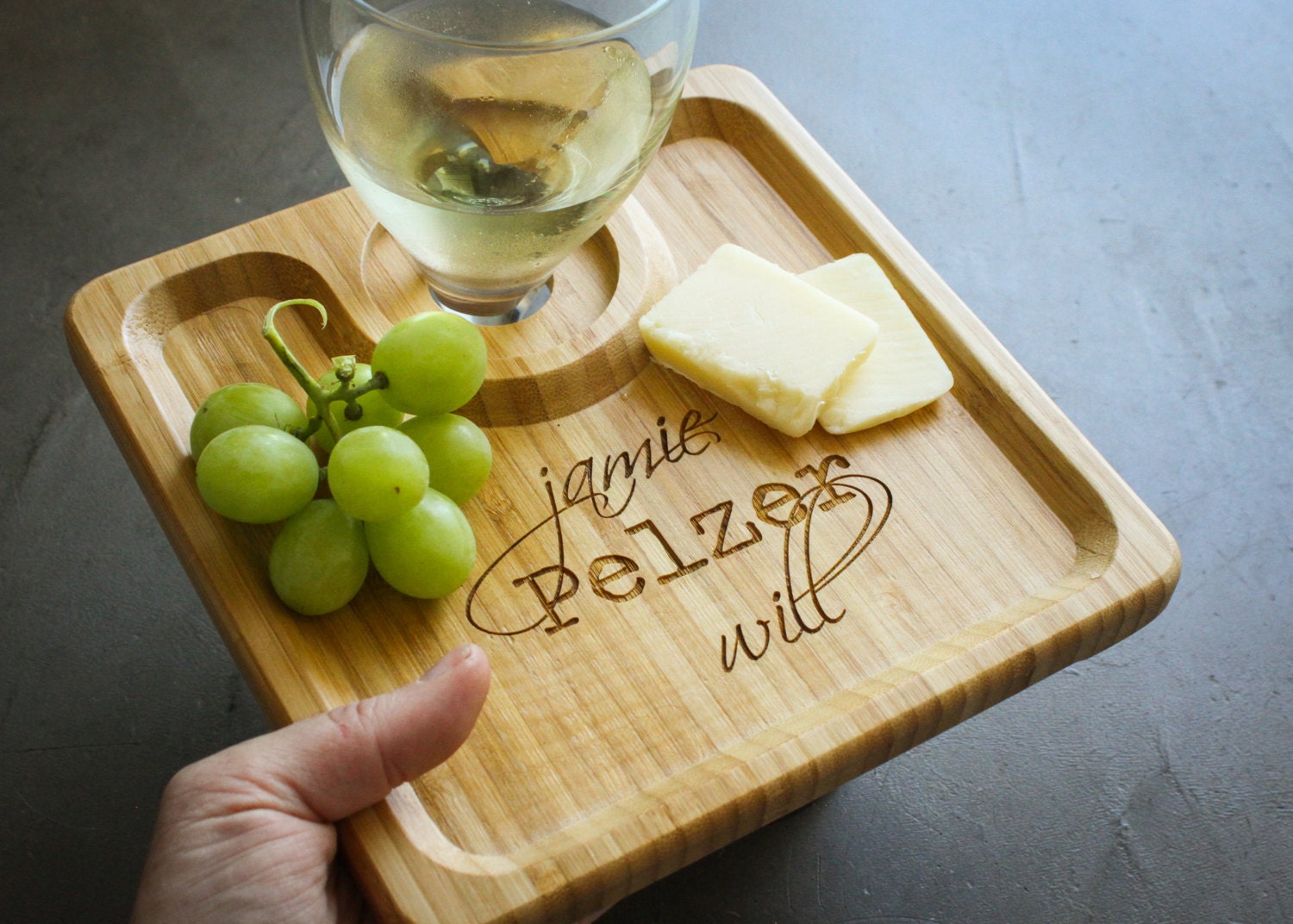 Custom Wine Platter Set Engraved Cheese Board Personalized Etsy