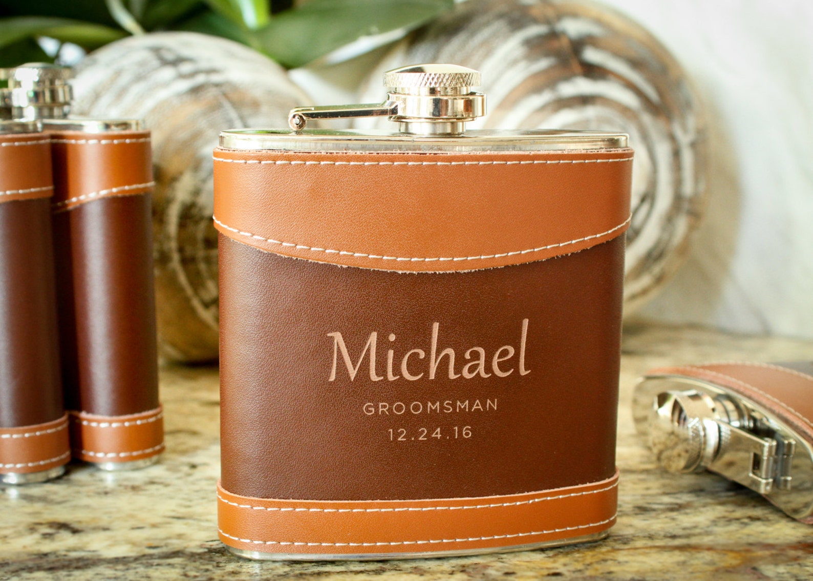 Personalized Leather Flask Custom Flask Monogrammed Flask Etsy