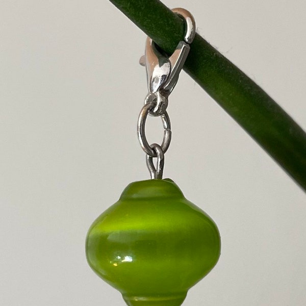 Limited edition green lantern shaped gem stitch marker, progress marker, stitch keeper