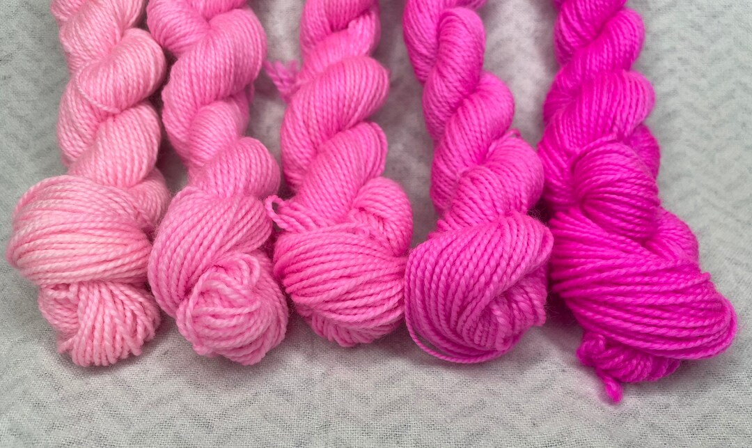 Hot Damn! Hot Pink! Gradient Set of Five Mini Skeins Hand Dyed - Etsy