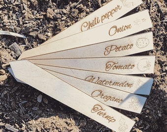 Etichette da giardino - Oltre 25 verdure comuni - File di progettazione per taglio laser - SVG